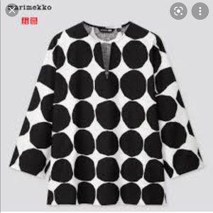 NWT Marimekko x UNIQLO black & white blouse M